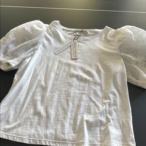 Alice + Olivia White Lace Sleeve Blouse